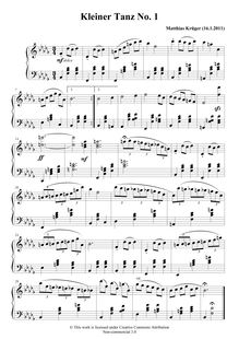 Partition No.1, Kleine Tänze für Klavier, Small dances for Piano