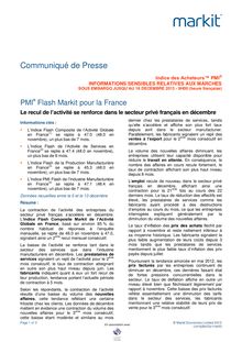 Markit : Le recul de l’activité se renforce dans le secteur privé français en décembre