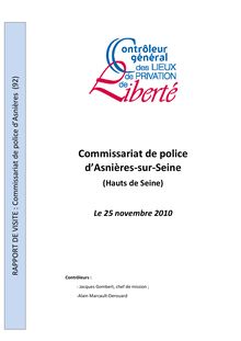 Rapport de visite du commissariat de police d Asnières sur Sine