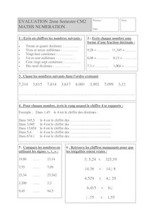 Evaluation 2ème semestre CM2 Maths