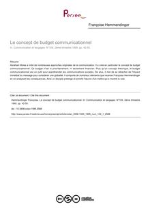 Le concept de budget communicationnel - article ; n°1 ; vol.104, pg 42-55