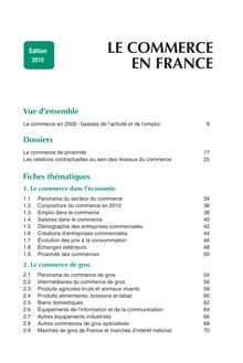 Sommaire - Le commerce en France - Insee Références - Édition 2010