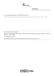 La morphogenèse villafranchienne - article ; n°2 ; vol.20, pg 85-94