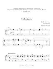 Partition Voluntary 1 en C major (John Travers), Collection of Bénévoles pour orgue ou clavecin, composed by Dr. Green, Mr. Travers et several other eminent Masters