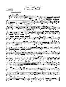 Partition violons II, Symphony No.94 en G major “Paukenschlag”, Sinfonia No.94, “Surprise”