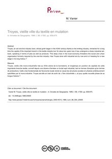 Troyes, vieille ville du textile en mutation  - article ; n°550 ; vol.98, pg 658-675