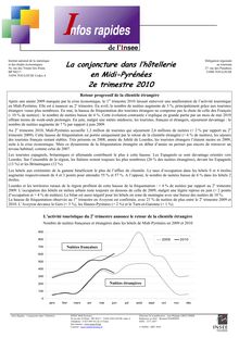 La conjoncture dans l hôtellerie en Midi-Pyrénées : 2e trimestre 2010