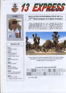 BULLETIN D'INFORMATION DE LA 13è'" Demi-brigade de Légion étrangère