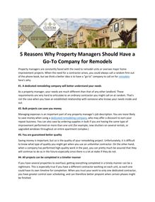 5 Reasons Why Property Managers Should Have a Go-To Company for Remodels