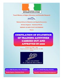 Compilation of statistics of activities approuved and carried out in 2000 at DFVT