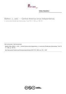 Bethei.l, L. (ed). — Central America since Independence.  ; n°1 ; vol.78, pg 148-153