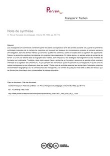 Note de synthèse  - article ; n°1 ; vol.99, pg 89-113