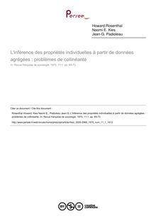 L inférence des propriétés individuelles à partir de données agrégées : problèmes de collinéarité - article ; n°1 ; vol.11, pg 65-73