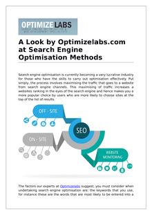 A Look by Optimizelabs.com at Search Engine Optimisation Methods
