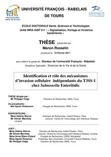 Identification et rôle des mécanismes d invasion cellulaire indépendants du T3SS-1 chez Salmonella Enteritidis, Identification and role of the T3SS-1 independant invasion mechanism in salmonella enteritidis