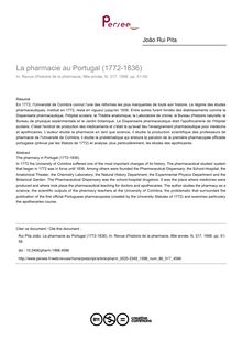 La pharmacie au Portugal (1772-1836) - article ; n°317 ; vol.86, pg 51-58