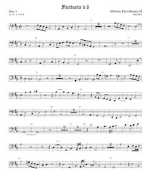Partition viole de basse 1, fantaisies pour 6 violes de gambe, Ferrabosco Jr., Alfonso par Alfonso Ferrabosco Jr.