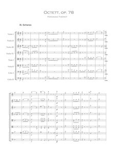 Partition , Scherzo: Presto, corde Octet, Op.78, Octett für 4 Violinen, 2 Bratschen und 2 Violoncelle, Op. 78