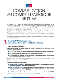 Communication au comité stratégique de l UMP