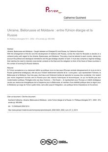 Ukraine, Biélorussie et Moldavie : entre l Union élargie et la Russie - article ; n°3 ; vol.67, pg 683-696