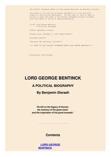 Lord George Bentinck - A Political Biography