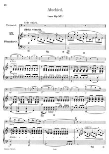 Partition violoncelle et partition de piano, Waldszenen Op.82, Schumann, Robert