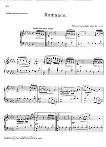 Partition No.1 - Romance, Piano pièces, Op.42, Grünfeld, Alfred