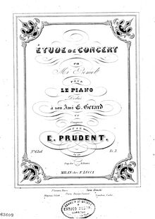 Partition complète, Etude de concert, Op.28, E♭ major, Prudent, Émile