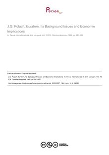 J.G. Polach, Euratom. Its Background Issues and Economie Implications - note biblio ; n°4 ; vol.16, pg 881-882
