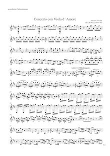 Partition viole de gambe d Amore (scordatura), Concerto pour viole de gambe d amore en D major, RV 392