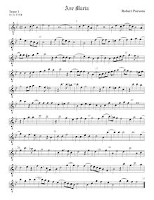 Partition ténor viole de gambe 1, octave aigu clef, Ave Maria, Parsons, Robert par Robert Parsons