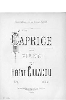 Partition complète, Caprice, Op.6, A minor, Ciolacou, Hélène