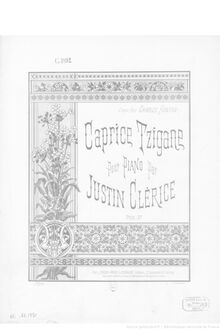 Partition complète, Caprice tzigane, E minor, Clérice, Justin