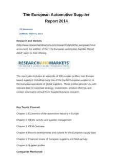 The European Automotive Supplier Report 2014