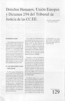 Derechos Humanos, Unión Europea y Dictamen 2/94 del Tribunal de Justicia de las CC.EE.