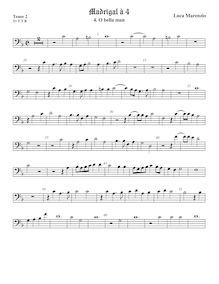 Partition ténor viole de gambe 2, basse clef, madrigaux pour 4 voix par Luca Marenzio