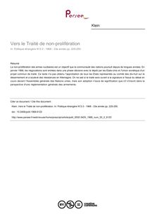 Vers le Traité de non-prolifération - article ; n°2 ; vol.33, pg 225-250