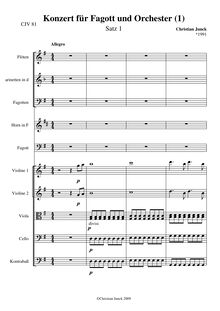 Partition First mouvement, basson Concerto No.1 en G major, Konzert für Fagott und Orchester Nr. 1