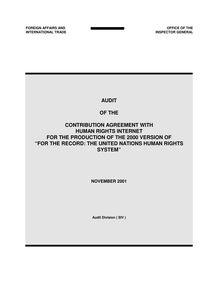 Audit of the Contribution Agreement with Human Rights Internet for the  Production of the 2000 Version