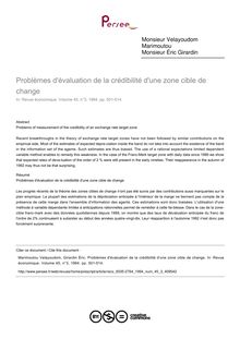 Problèmes d évaluation de la crédibilité d une zone cible de change - article ; n°3 ; vol.45, pg 501-514