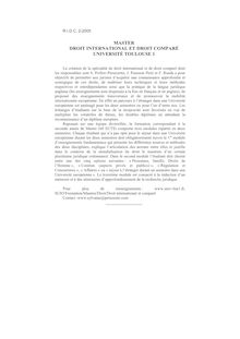 Master de droit international et droit comparé (Université Toulouse 1) - autre ; n°2 ; vol.57, pg 509-509