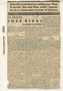 Un ensayo. Jose Rizal