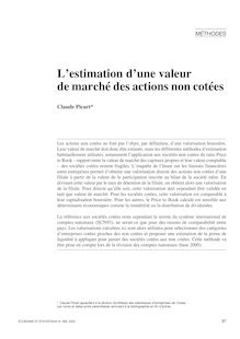 L estimation d une valeur de marché des actions non cotées - article ; n°1 ; vol.366, pg 97-117