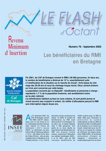 Les bénéficiaires du RMI en Bretagne (Flash d Octant n° 76)