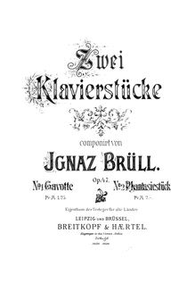 Partition complète, 2 pièces pour Piano, Op.47, Brüll, Ignaz