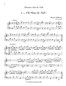 Partition , « À la Venue de Noël », Recueil de Noëls, Recueil de Noëls formant quatre Suites avec des Variations pour le Clavecin ou le Fortepiano