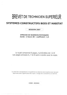 Sciences physiques 2007 BTS Systèmes constructifs bois et habitat
