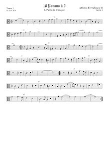 Partition ténor viole de gambe 1, alto clef, Pavan à 5 No.2, C major