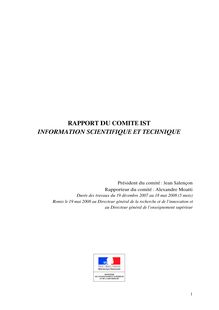 Rapport du comité IST - Information scientifique et technique