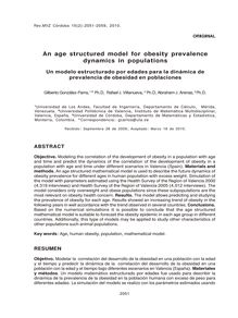 An age structured model for obesity prevalence dynamics in populations